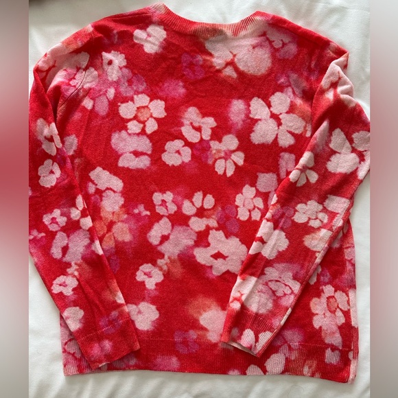 Autumn Cashmere Red floral Crew Neck Sweater Sz M - Picture 2 of 6